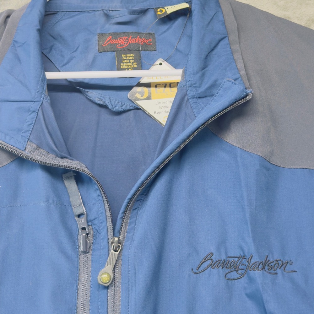 Barrett Jackson Windbreaker Jacket Full Zip Lightweight Blue Gray L‎